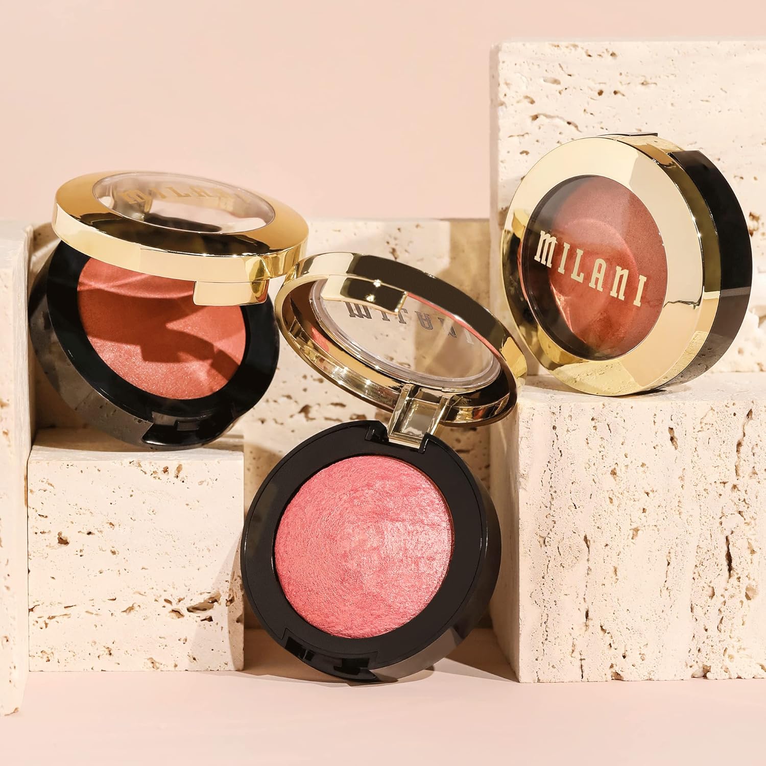 Milani Baked Blush, Powder Blush for Cheeks, Cruelty Free Makeup - Shape, Contour & Highlight Face for a Shimmery or Matte Finish -Luminoso