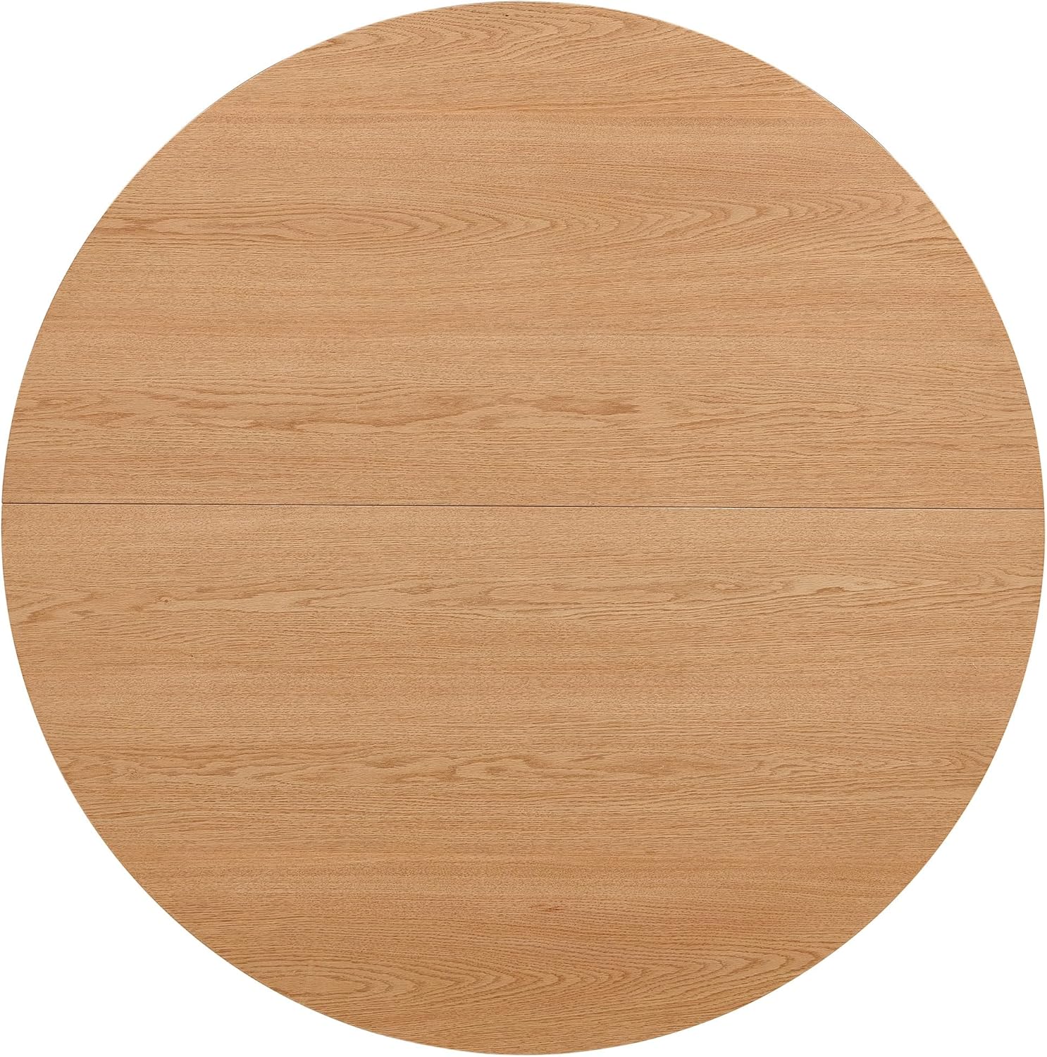 47.24-Inch Round Dining Table Fluted for 4-6 People, Modern Mid-Century Circle Kitchen Table with Two-Part Tabletop & Engineered Wood Stripe Columns Base, Oak Wood Veneer Tabletop, Metal Frame