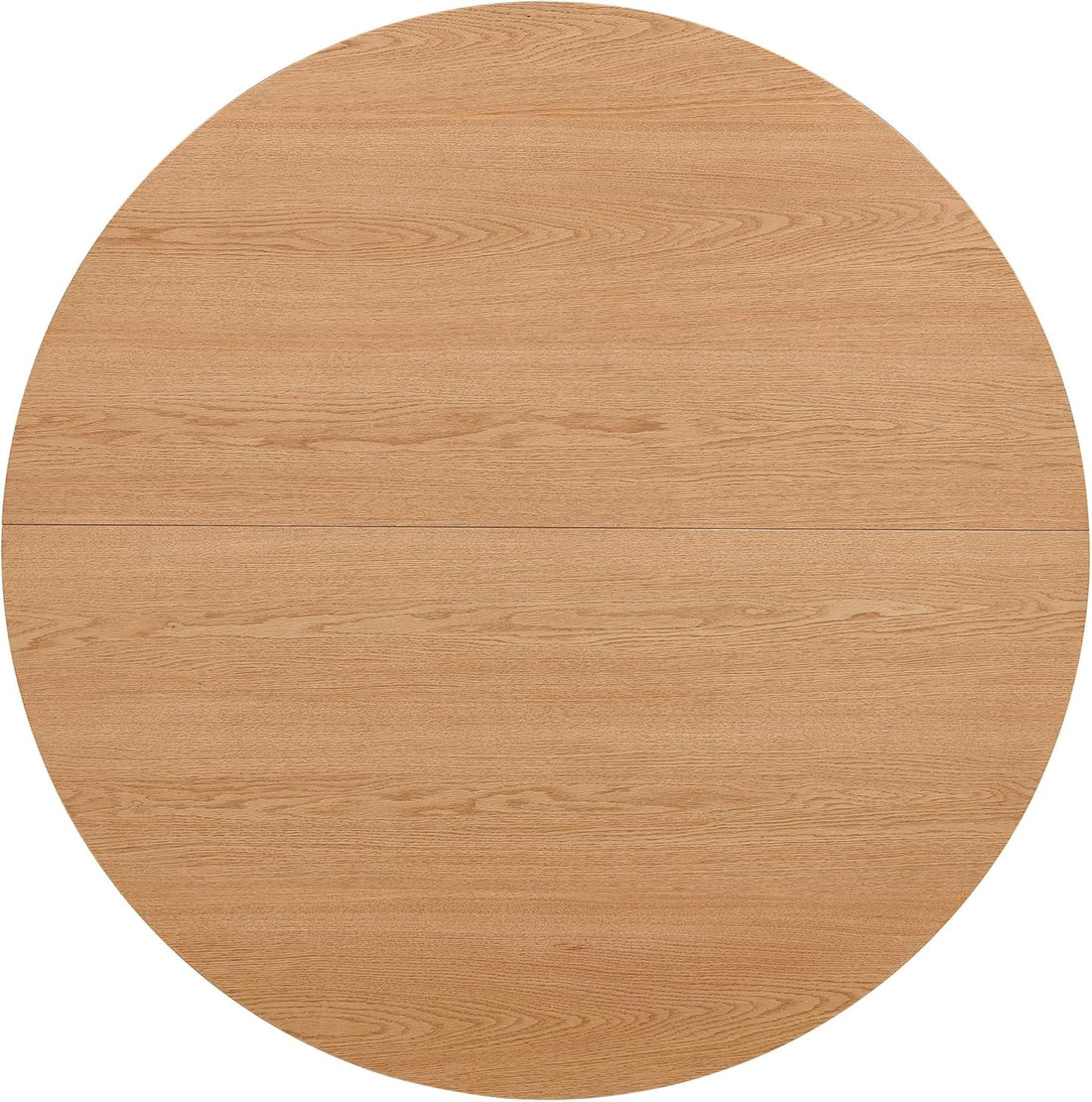 47.24-Inch Round Dining Table Fluted for 4-6 People, Modern Mid-Century Circle Kitchen Table with Two-Part Tabletop & Engineered Wood Stripe Columns Base, Oak Wood Veneer Tabletop, Metal Frame