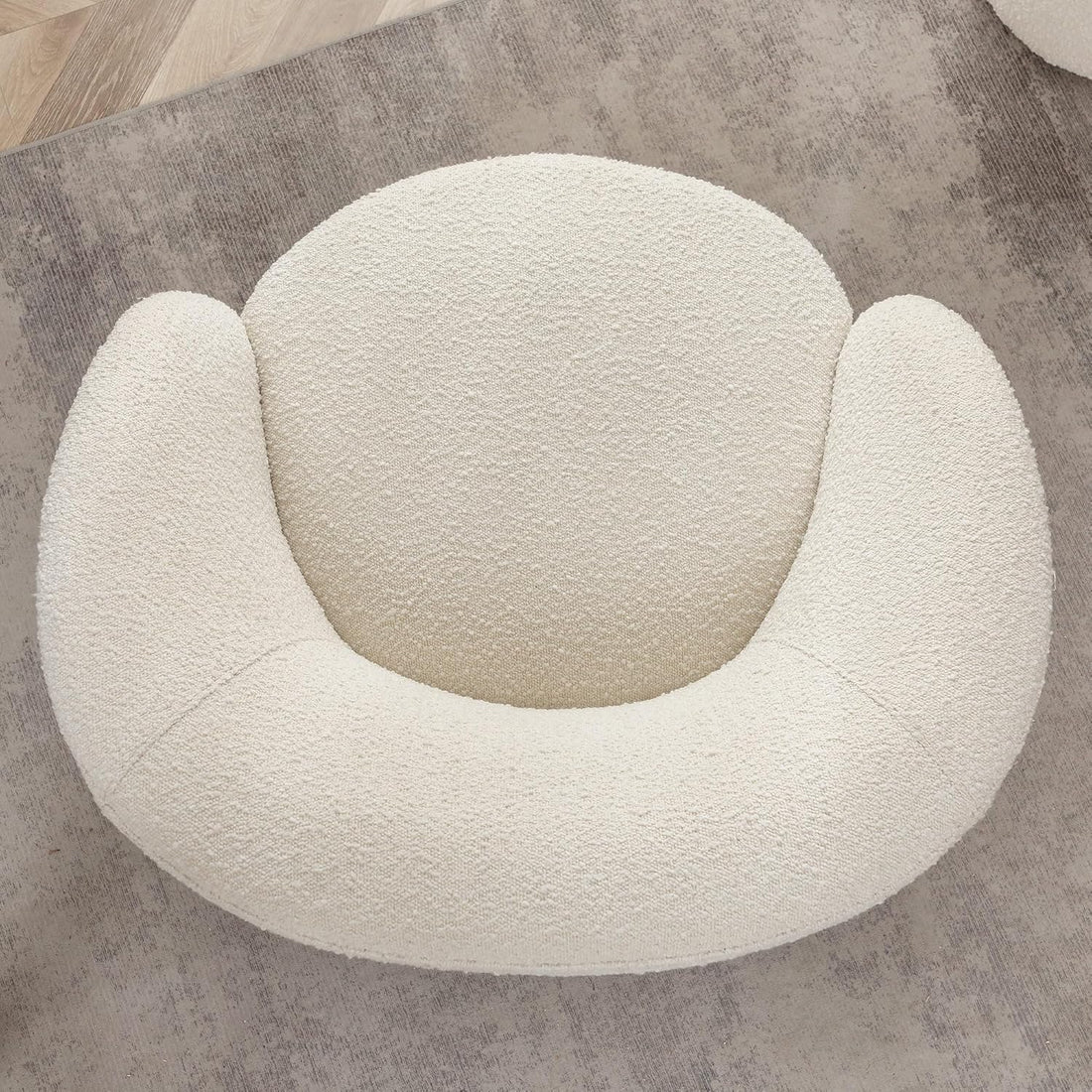 KINWELL 34" W Mid Century Modern Swivel Barrel Chair, Round Upholstered Boucle Swivel Accent Chairs, No Assembly Sofa Chair for Living Room Bedroom Reading Apartment Lounge Nursery(Cream) : Home & Kitchen