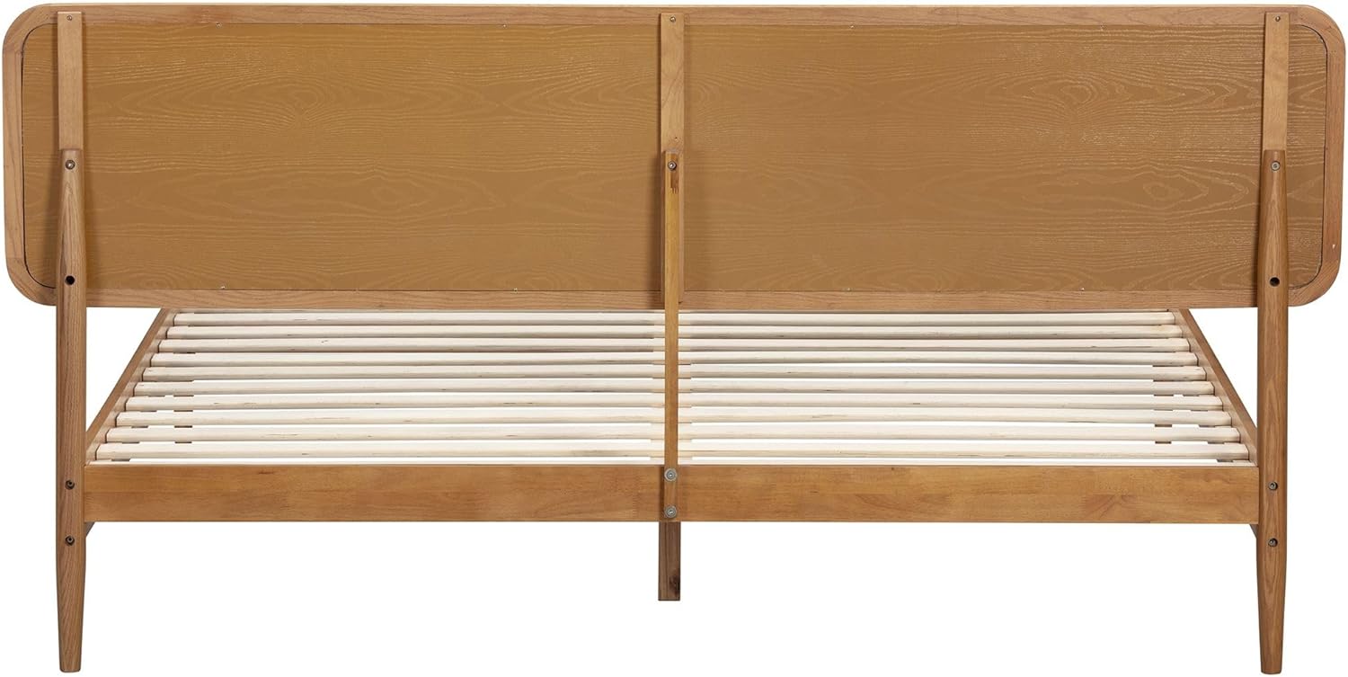 NTC Lupin Wooden Bed Frame with Headboard and Natural Rattan, Solid Oak/Rubber Wood Foundation with Silent Slats, 1000 Lb Capacity, Effortless Assembly (Natural Cane - Rustic Oak, King) : Home & Kitchen