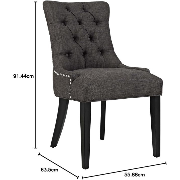 Modern Elegant Button-Tufted Upholstered Fabric With Nailhead Trim, Dining Side Chair, Brown