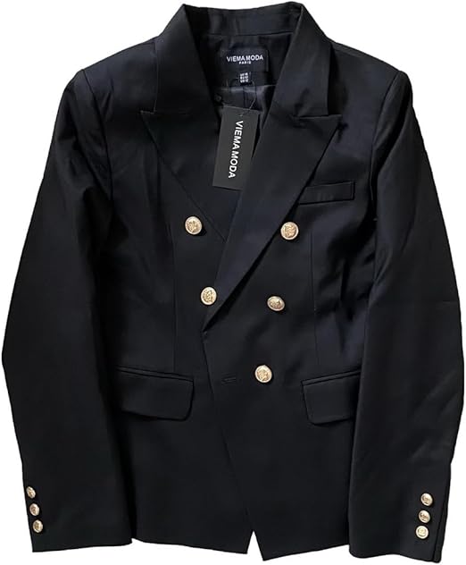 Womens Double Breasted Military Style Blazer Ladies Coat Jacket