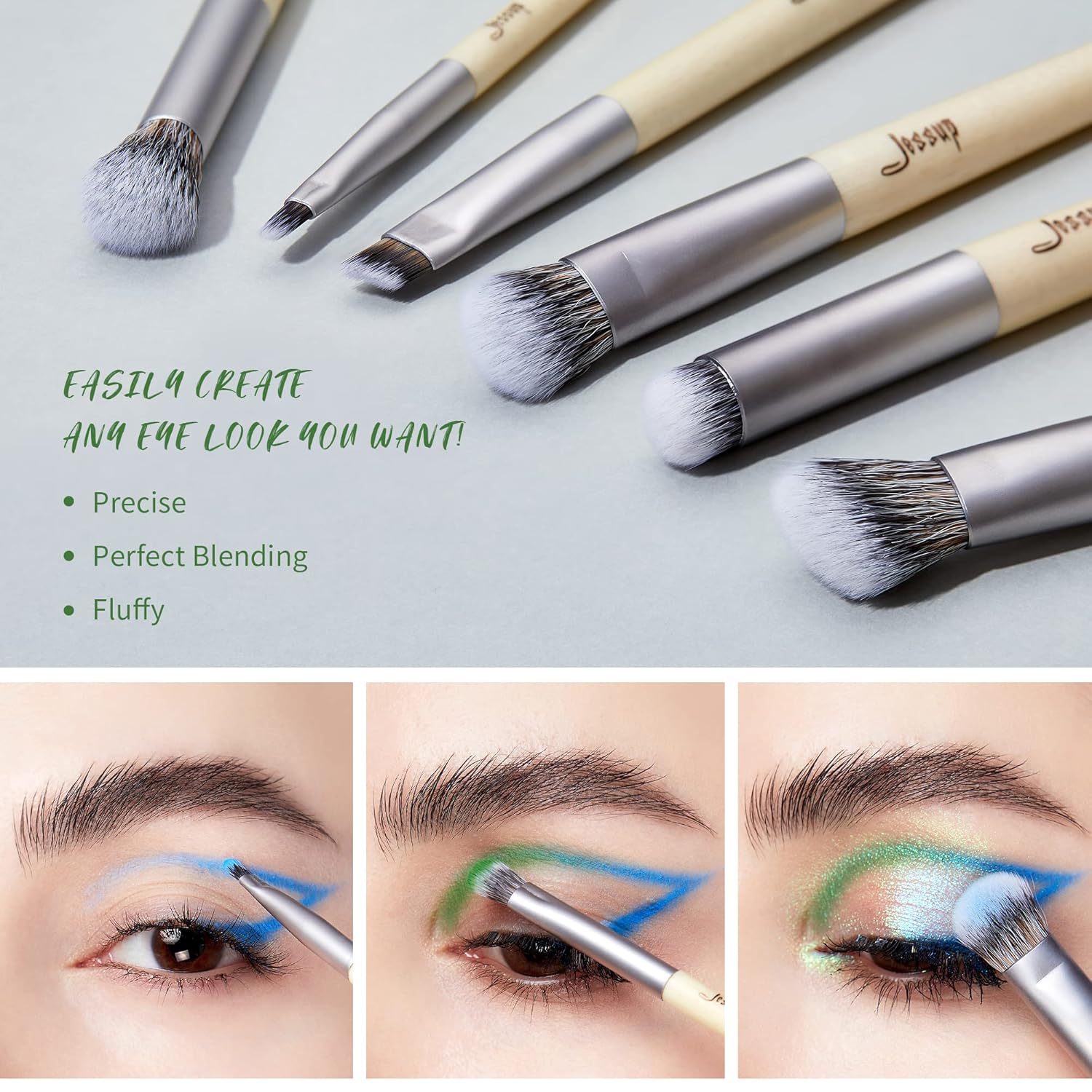 Jessup Vegan Makeup Brushes Set Premium Synthetic Powder Foundation Highlight Concealer Eyeshadow Blending Eyebrow Liner Spoolie Brush Set Burlywood 12pcs T327