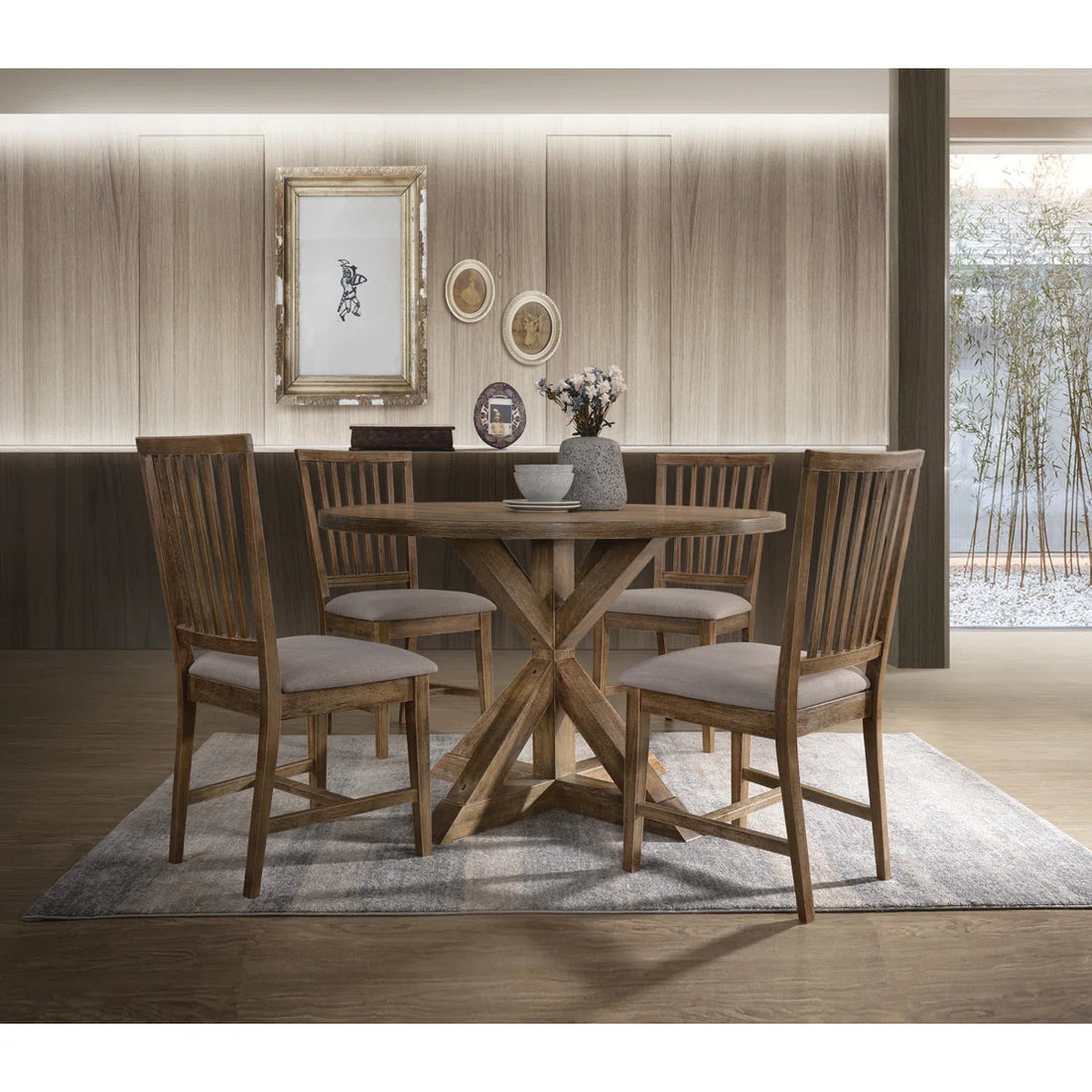 Henninger Round Dining Table in Weathered Oak
