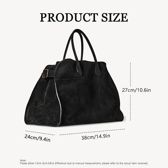 Luxury Suede Tote Bag for Women - Large Designer Inspired Handbag - Fashion Top Handle Work Bag - Brown/Black Hobo Purse