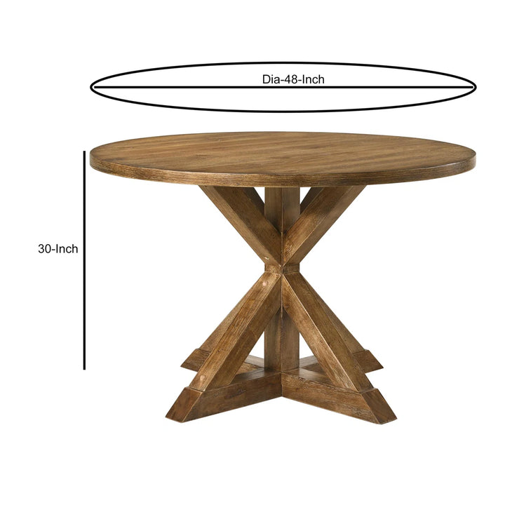 Henninger Round Dining Table in Weathered Oak