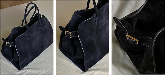 Luxury Suede Tote Bag for Women - Large Designer Inspired Handbag - Fashion Top Handle Work Bag - Brown/Black Hobo Purse