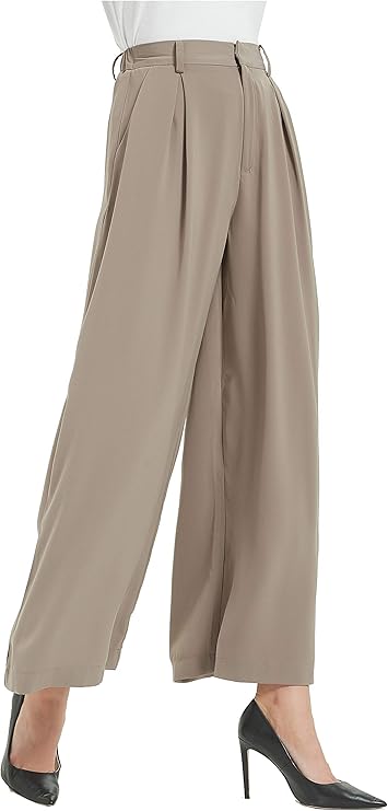 Tronjori Women High Waist Casual Wide Leg Long Palazzo Pants Trousers Regular Size
