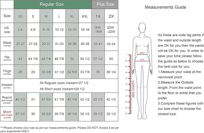 Tronjori Women High Waist Casual Wide Leg Long Palazzo Pants Trousers Regular Size