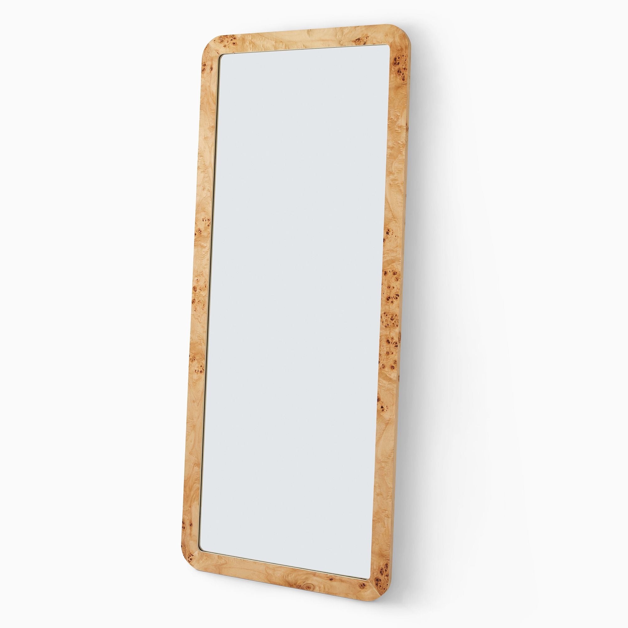 Burled Wood Floor Mirror