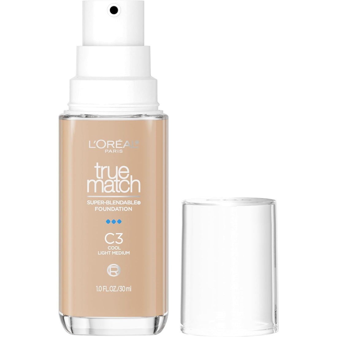 L'Oreal Paris True Match Super-Blendable Foundation, Medium Coverage Liquid Foundation Makeup, C3, Light Medium, 1 Fl Oz : Beauty & Personal Care