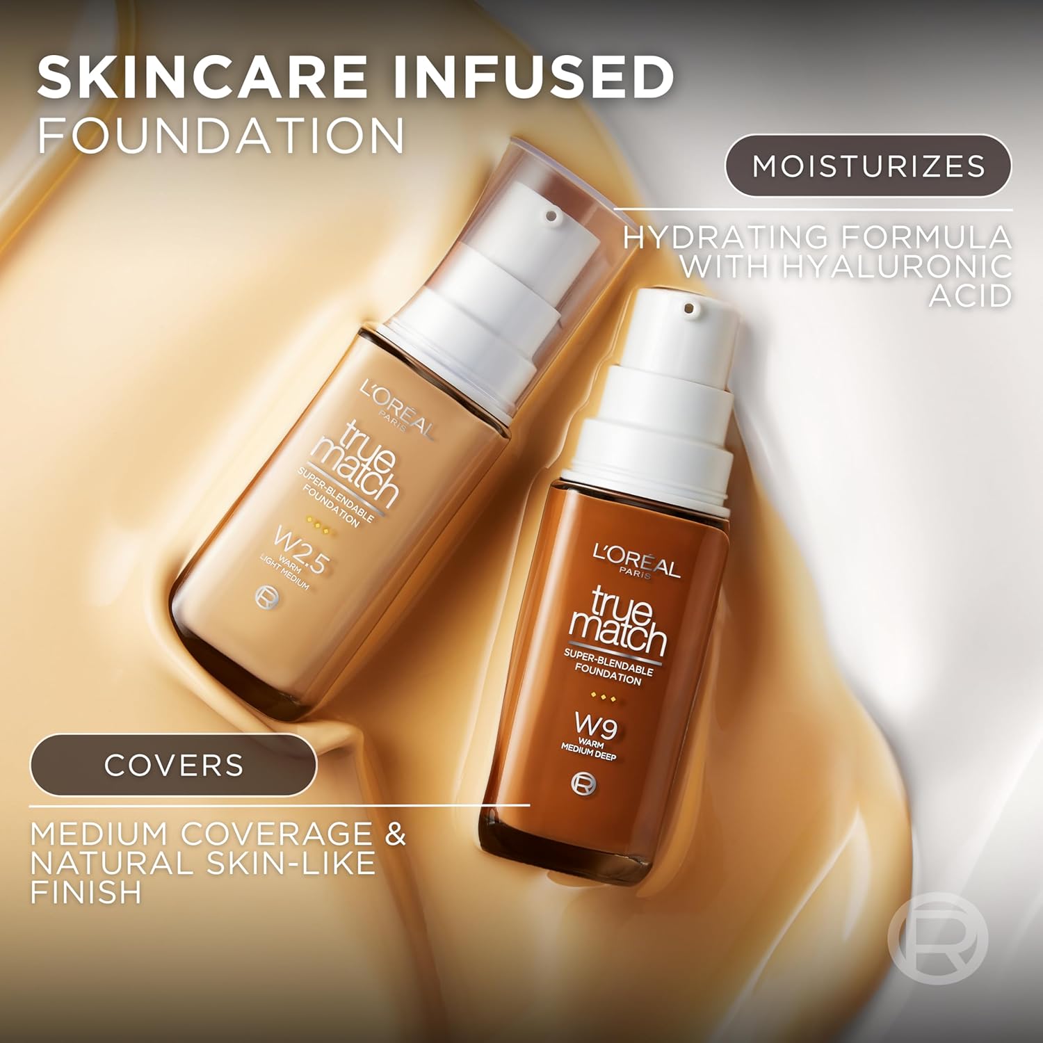 L'Oreal Paris True Match Super-Blendable Foundation, Medium Coverage Liquid Foundation Makeup, C3, Light Medium, 1 Fl Oz : Beauty & Personal Care