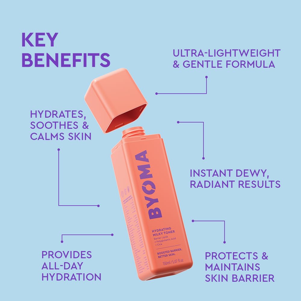 BYOMA Hydrating Milky Toner - Dewy, Ultra Hydrating Toner for Face - Soothes Skin, Locks in Moisture, Reduces Redness - Barrier Repair - 5.07 fl oz : Beauty & Personal Care
