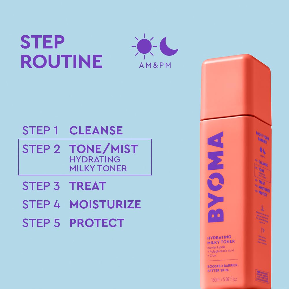 BYOMA Hydrating Milky Toner - Dewy, Ultra Hydrating Toner for Face - Soothes Skin, Locks in Moisture, Reduces Redness - Barrier Repair - 5.07 fl oz : Beauty & Personal Care